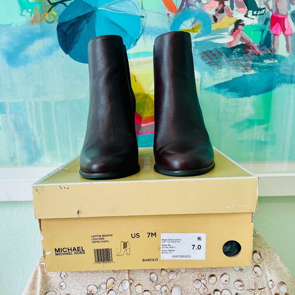 Michael Kors Lottie Bootie – Dark Brown “Barolo” Leather, Size 7M